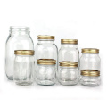 Wholesale custom 150ml to 2000ml clear wide mouth food storage glass mason jar with metal Split Type Lids